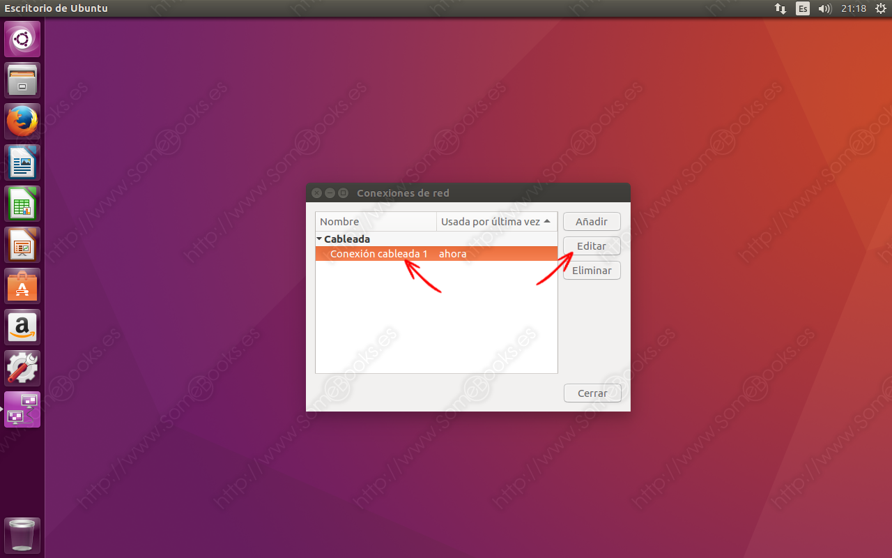 Configurar la red en la interfaz gráfica de Ubuntu 16.04 LTS SomeBooks.es