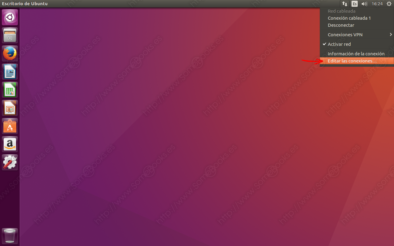 Configurar la red en la interfaz gráfica de Ubuntu 16.04 LTS SomeBooks.es